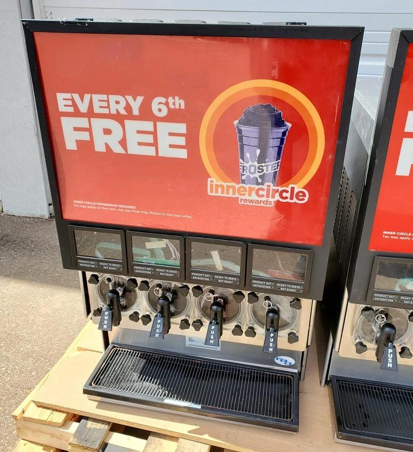 Used 4 FLAVOR Carbonated Frozen Beverage ICEE Slushy DISPENSER Machine cornelius