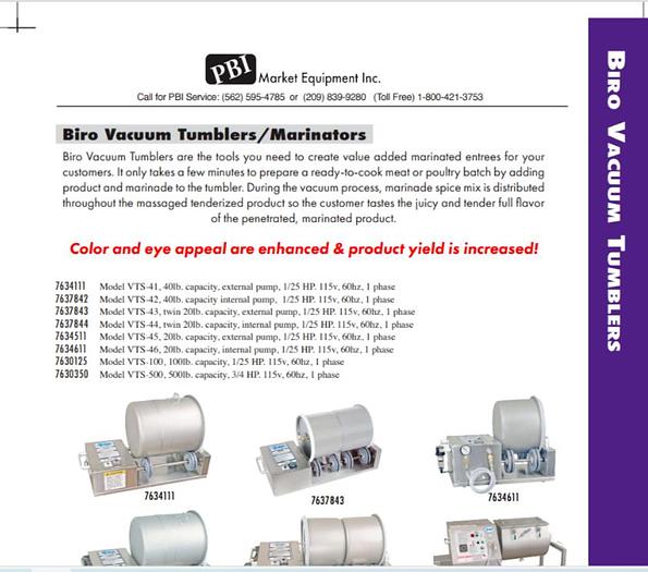 Used PBI-43 40LB VACUUM TUMBLER Twin 20 lb Drums biro vts-43