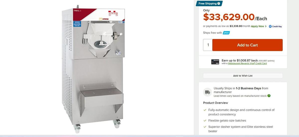 Used CATTABRIGA F90G 20 Quarts Gelato Batch Freezer Ice Cream Machine Carpigiani